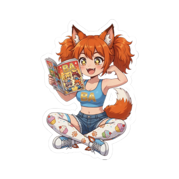 Foxgirl Reading Sticker | Baddy Armor
