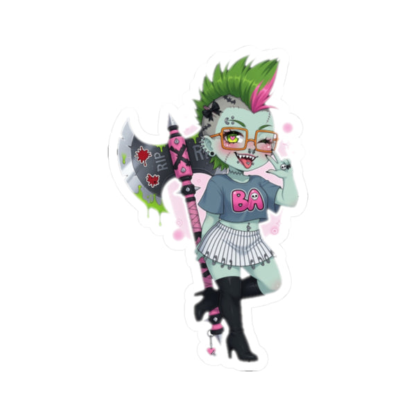 Punk Zombie Girl Sticker with Battle Axe | Baddy Armor