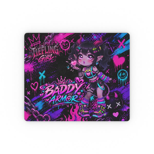 Neon Punk Tiefling Girl Gaming Desk Mat | Baddy Armor