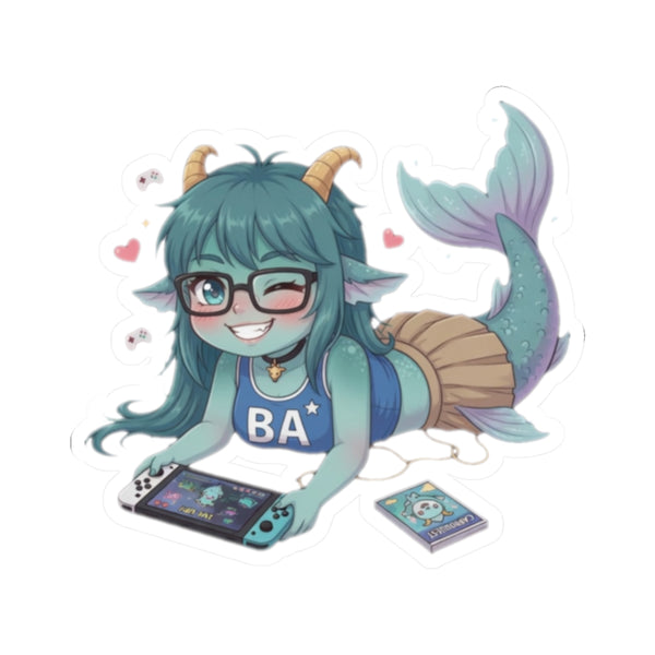 Capricorn Gamer Girl Kawaii Vinyl Kiss-Cut Sticker | Baddy Armor