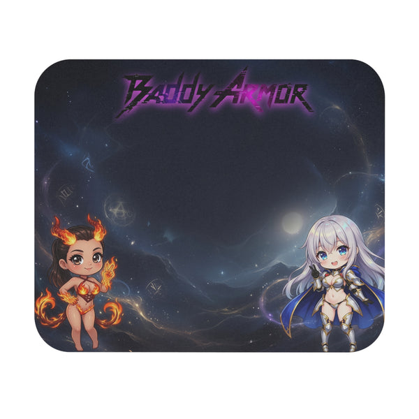 Fantasy Gamer Mouse Pad | Chibi Fire & Frost | Baddy Armor