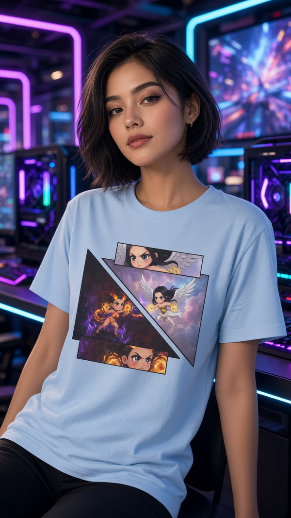 Duality - Battle of Good vs Evil T-Shirt - Baddy Armor Designs