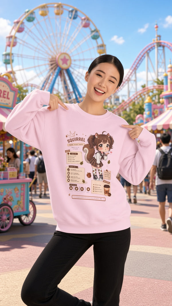 Kawaii Squirrel Girl Sweatshirt | Cute Chibi Graphic Crewneck | Baddy Armor