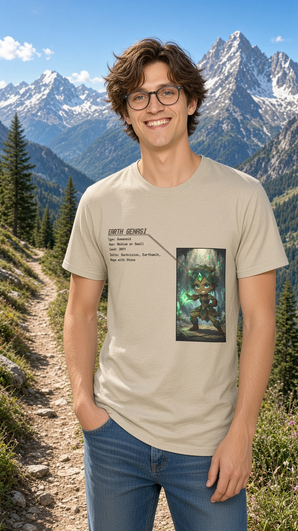Earth Genasi Stats T-Shirt - Baddy Armor Designs