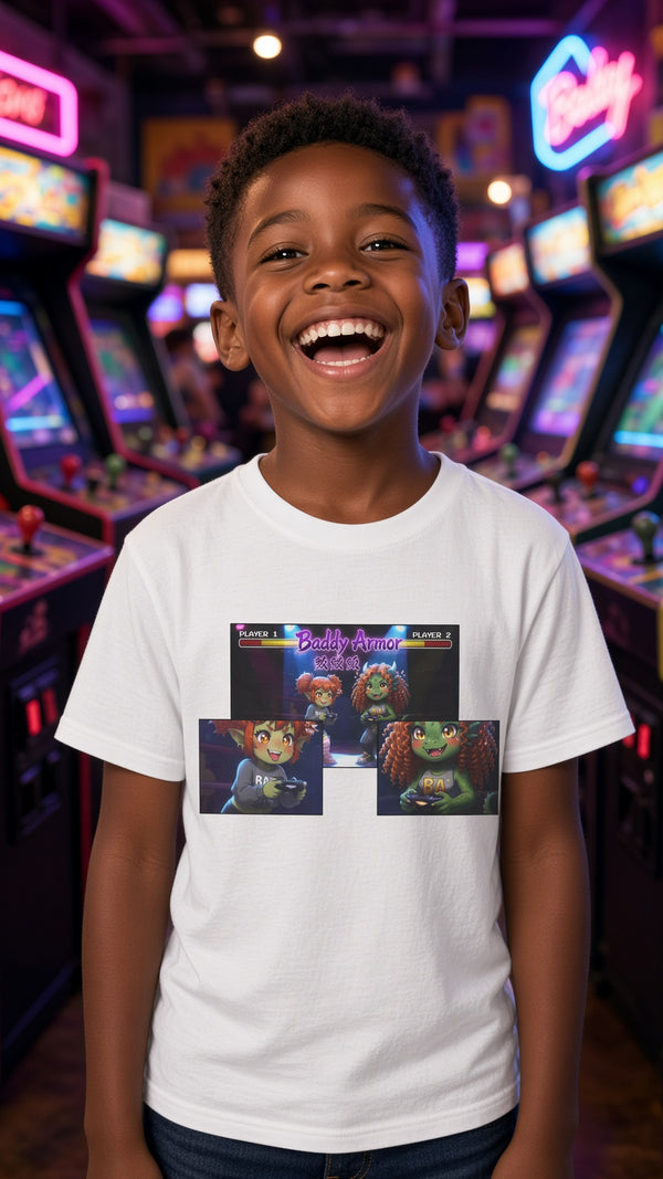Big Suck Arena Gamer Girls - Comic Panels T-Shirt - Baddy Armor Designs