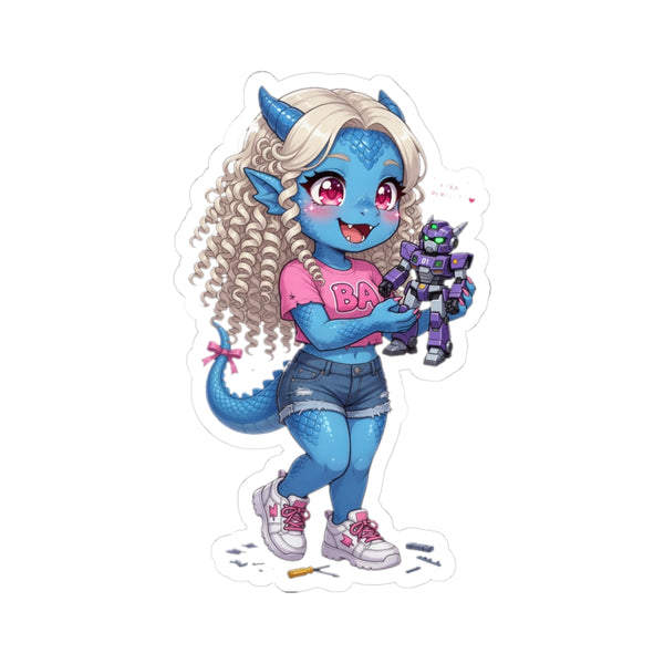 Blue Dragon Girl Vinyl Kiss-Cut Sticker | Baddy Armor