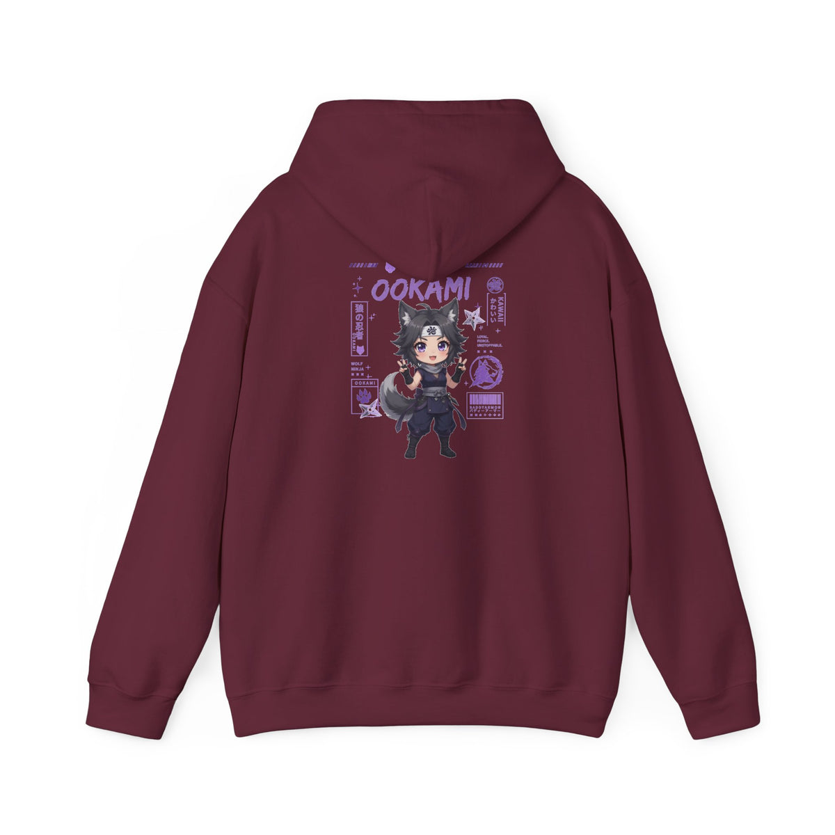 Baddy Armor Ookami Unisex Heavy Blend Hoodie – Kawaii Wolf Ninja Streetwear