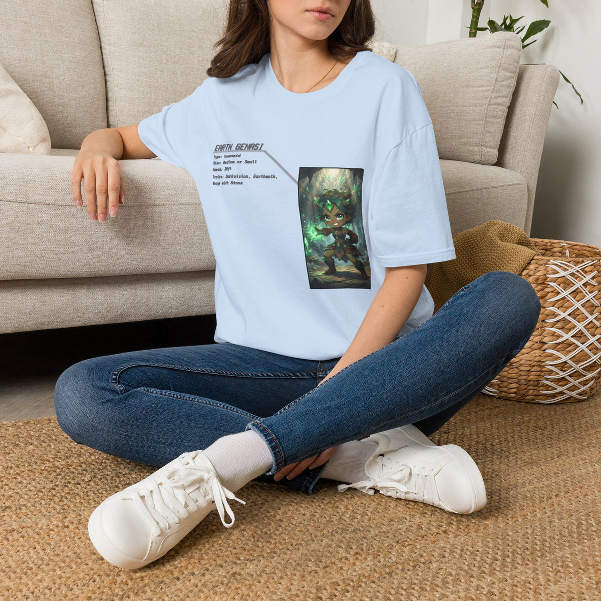 Earth Genasi Stats T-Shirt - Baddy Armor Designs
