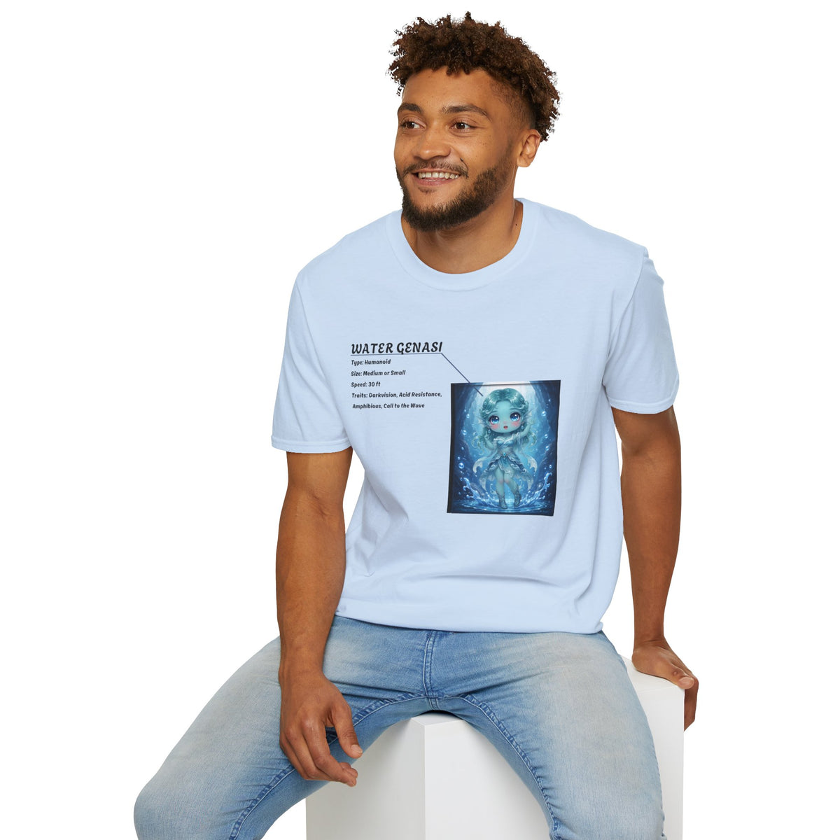 Water Genasi Anime T-Shirt | Baddy Armor