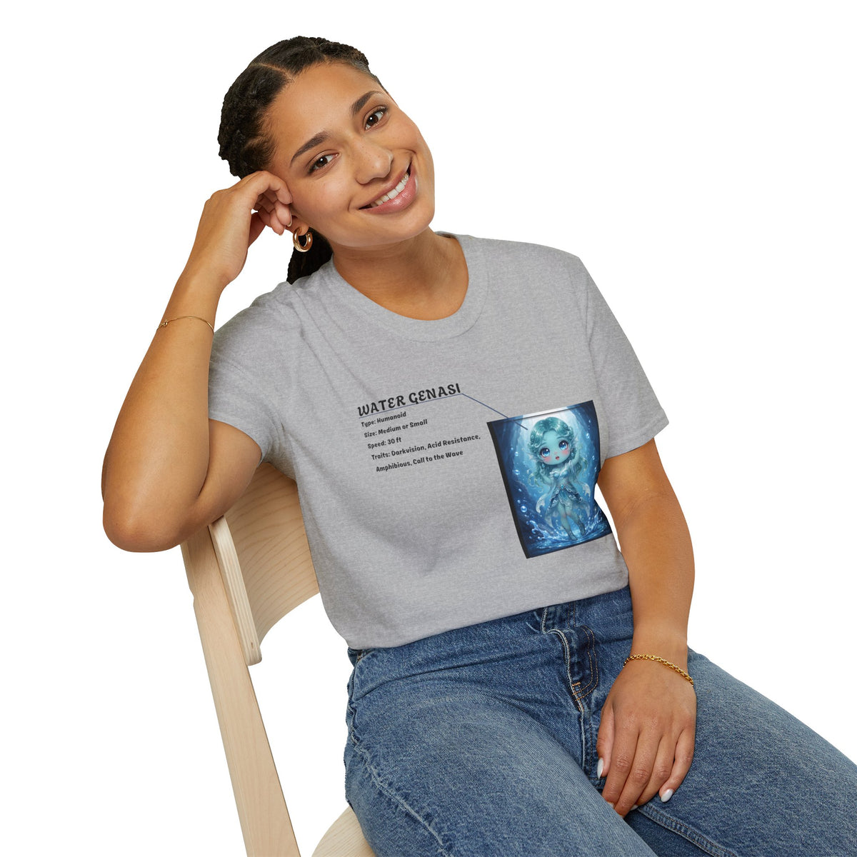 Water Genasi Anime T-Shirt | Baddy Armor