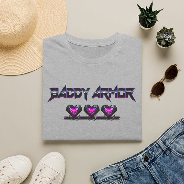 Baddy Armor Graphic T-Shirt | Purple Heart Icon Cotton Tee