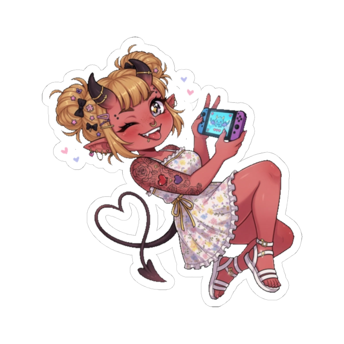 Kawaii Demon Girl Sticker – Cute Gaming Vinyl Sticker | Baddy Armor