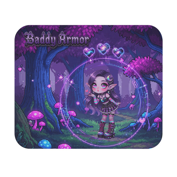 Cute Gothic Elf Mouse Pad – Pixel Art Gaming Desk Mat | Baddy Arm