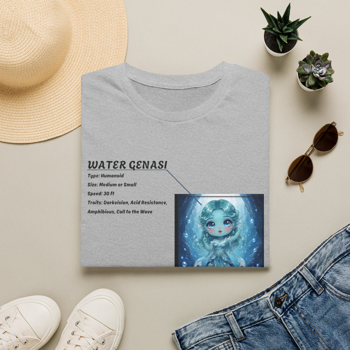 Water Genasi Anime T-Shirt | Baddy Armor