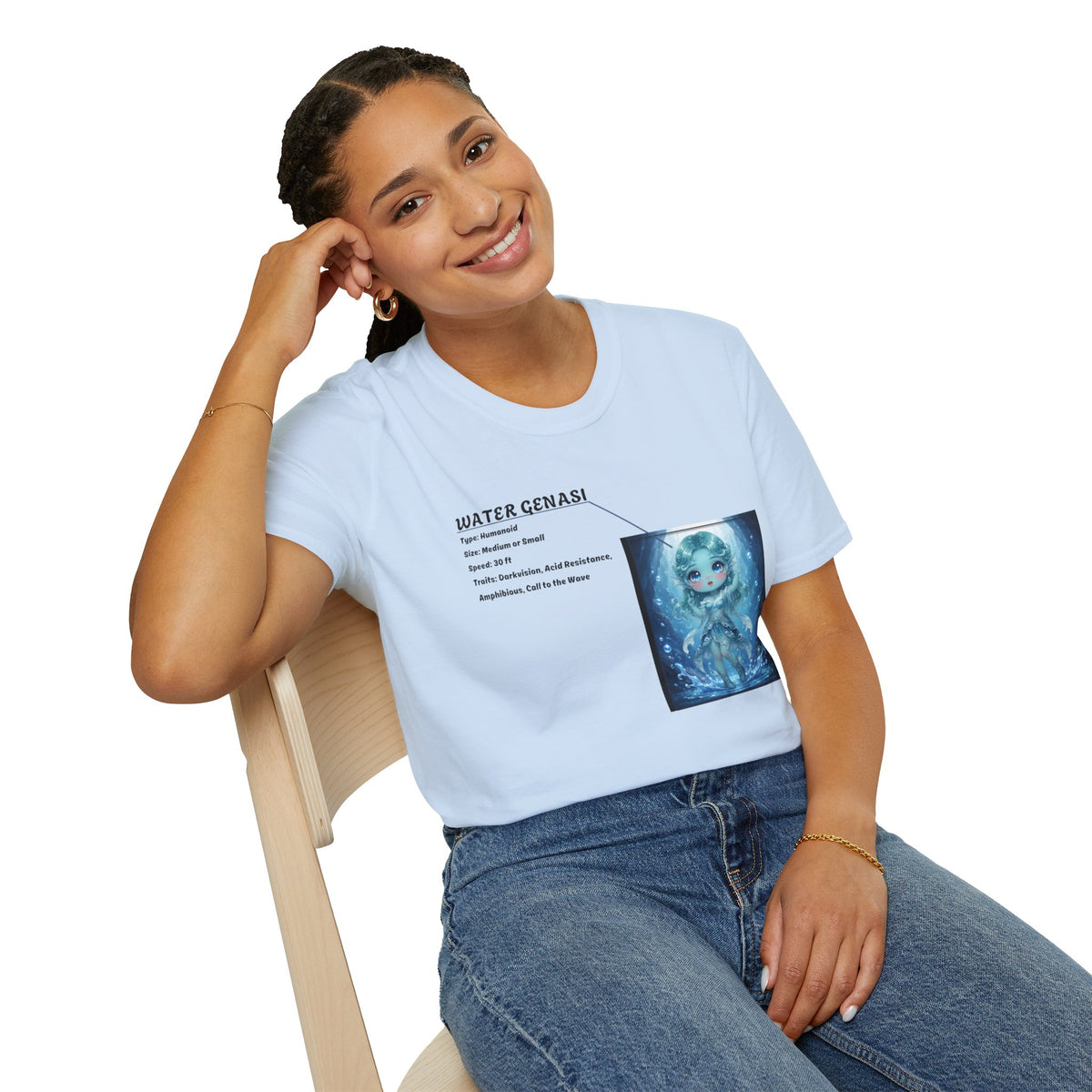 Water Genasi Anime T-Shirt | Baddy Armor