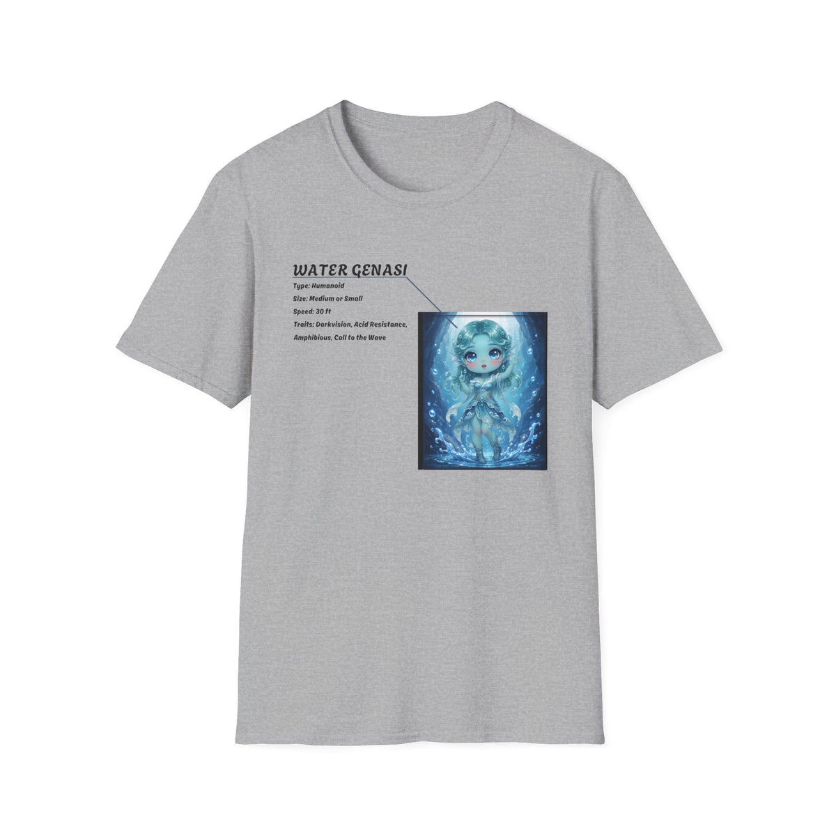Water Genasi Anime T-Shirt | Baddy Armor