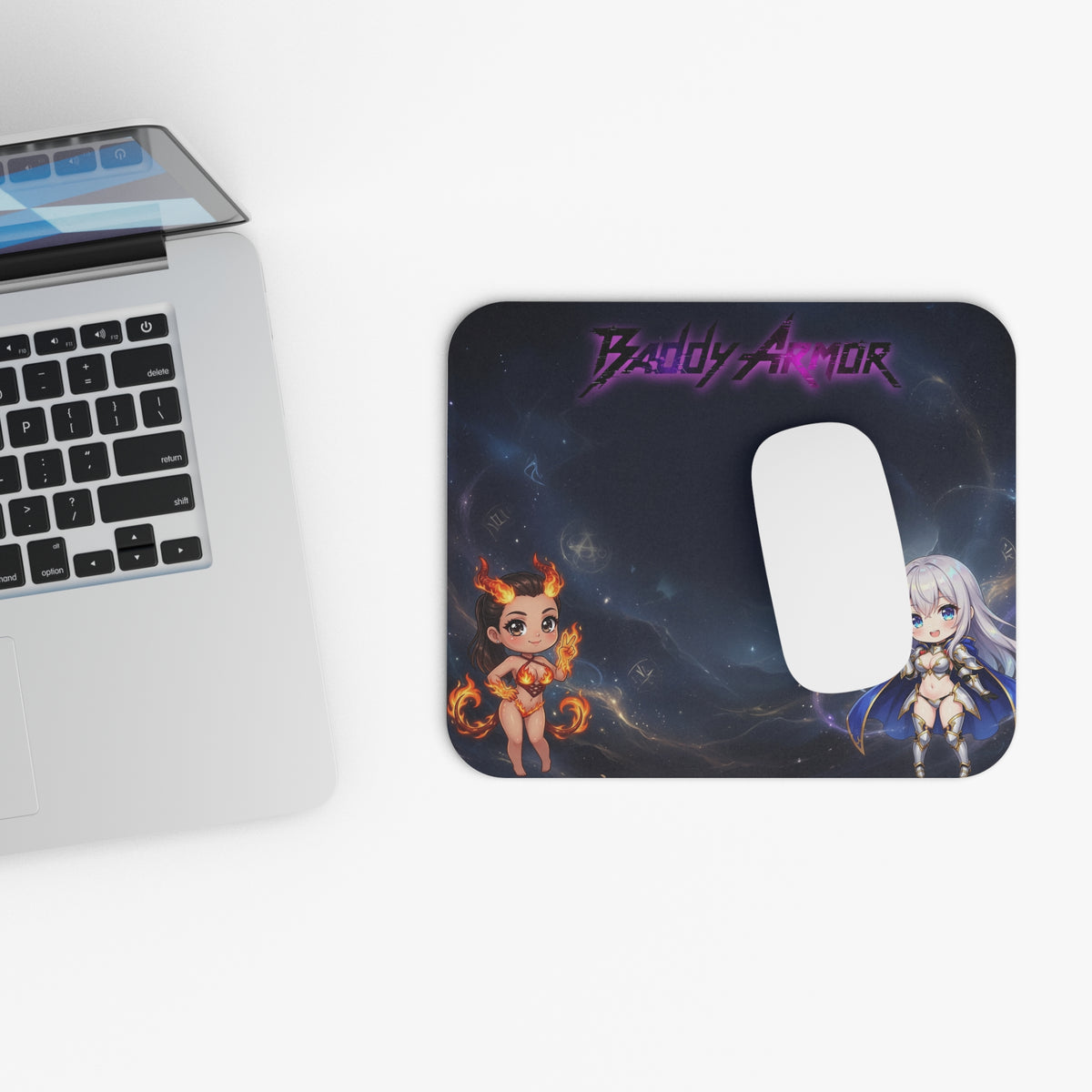 Fantasy Gamer Mouse Pad | Chibi Fire & Frost | Baddy Armor