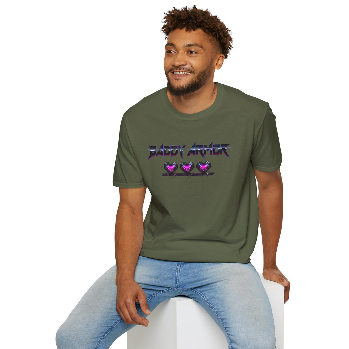 Baddy Armor Graphic T-Shirt | Purple Heart Icon Cotton Tee
