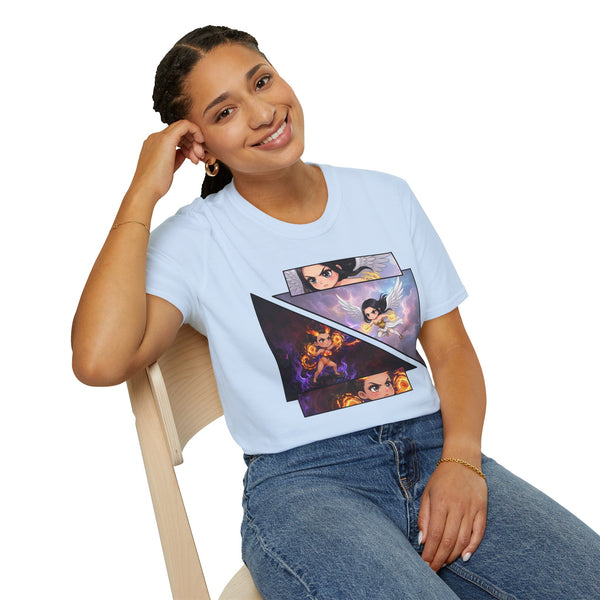 Duality - Battle of Good vs Evil T-Shirt - Baddy Armor Designs