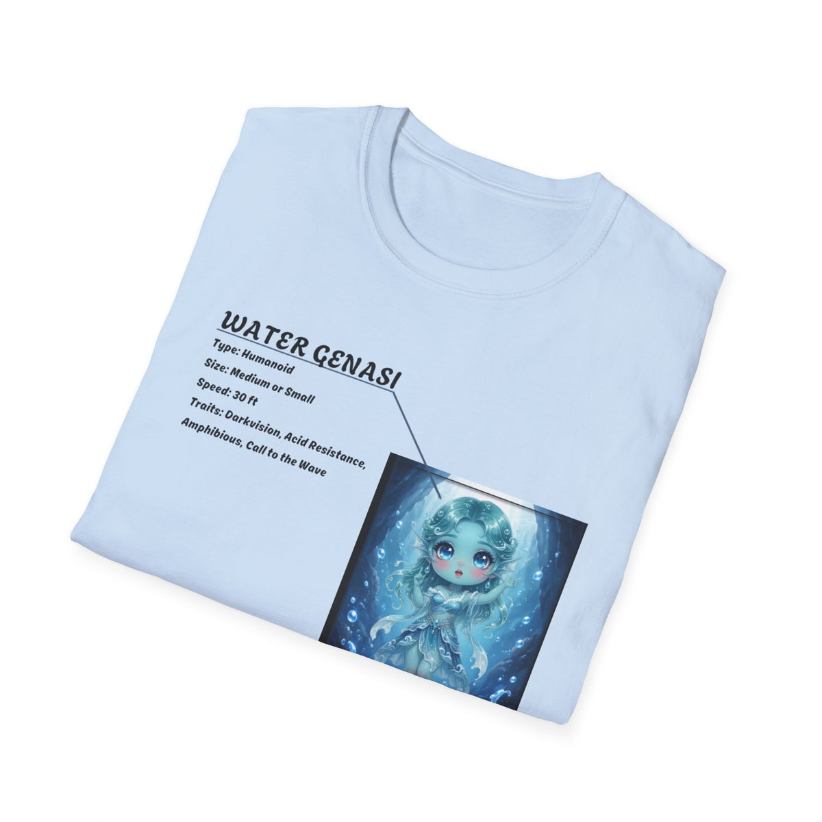 Water Genasi Anime T-Shirt | Baddy Armor