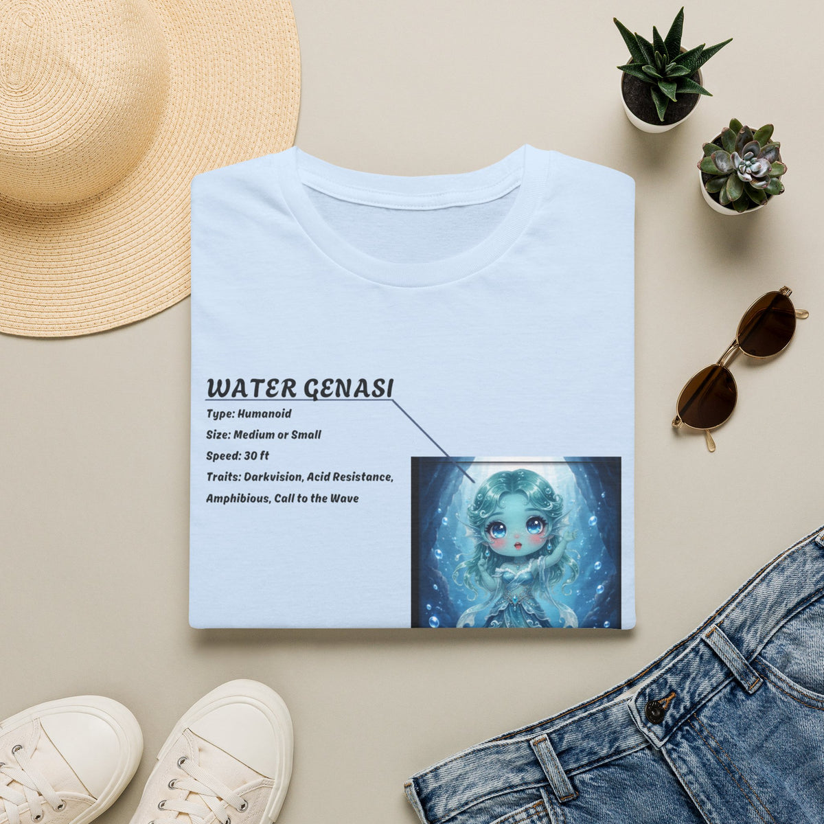Water Genasi Anime T-Shirt | Baddy Armor