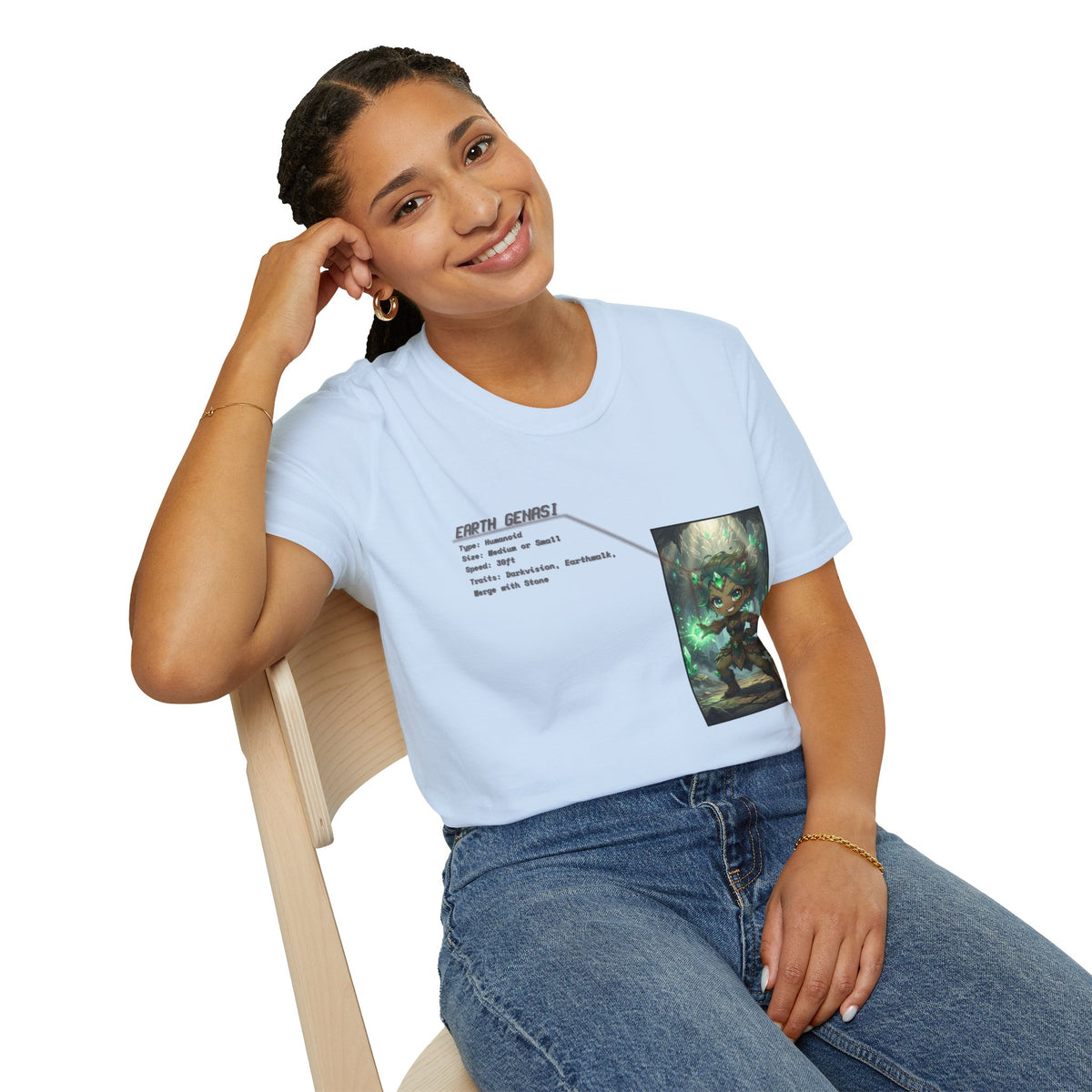 Earth Genasi Stats T-Shirt - Baddy Armor Designs