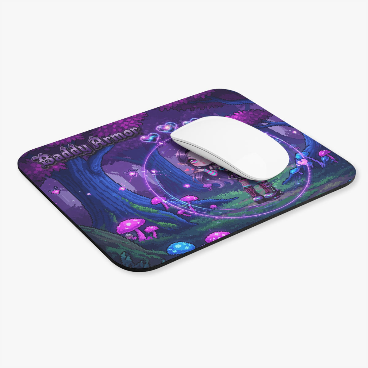 Cute Gothic Elf Mouse Pad – Pixel Art Gaming Desk Mat | Baddy Arm