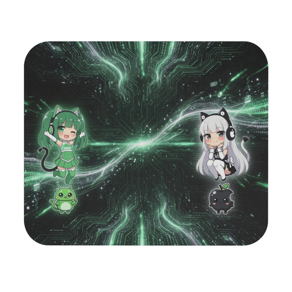 Green Chibi Catgirls Gaming Mouse Pad | Baddy Armor