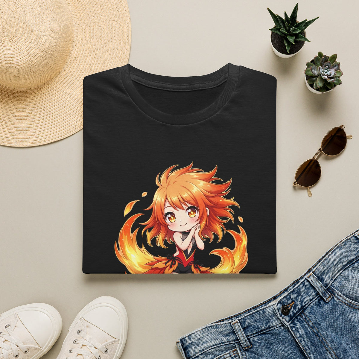 Phoenix Girl (不死鳥の少女) Anime T-Shirt | Baddy Armor