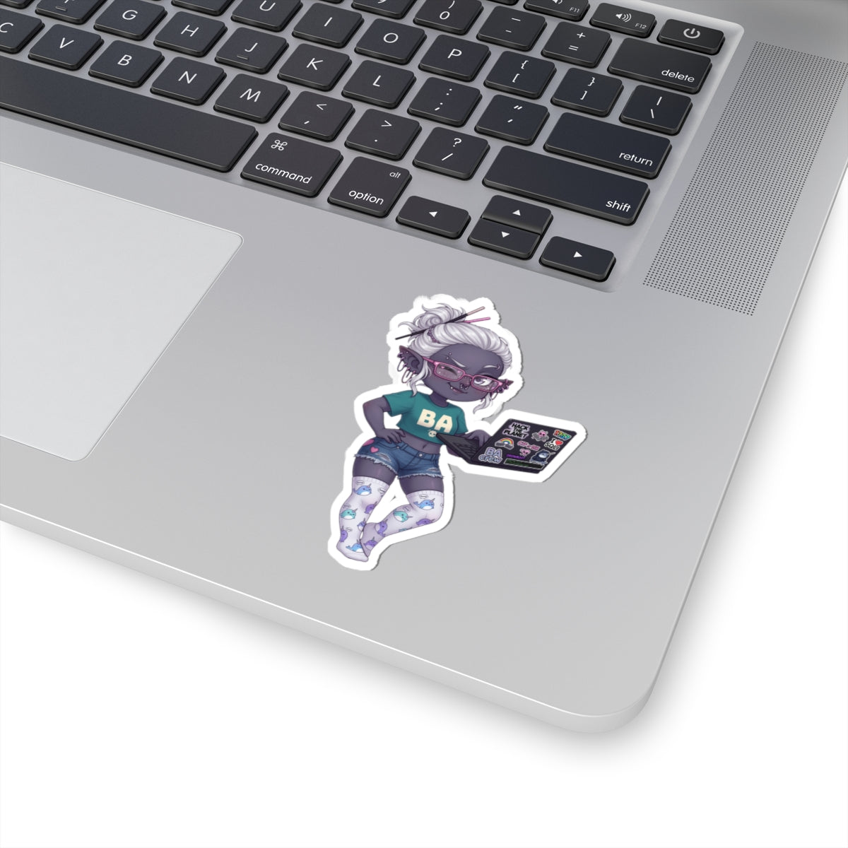Goth Gamer Elf Sticker – Cute Laptop Kiss-Cut Decal | Baddy Armor