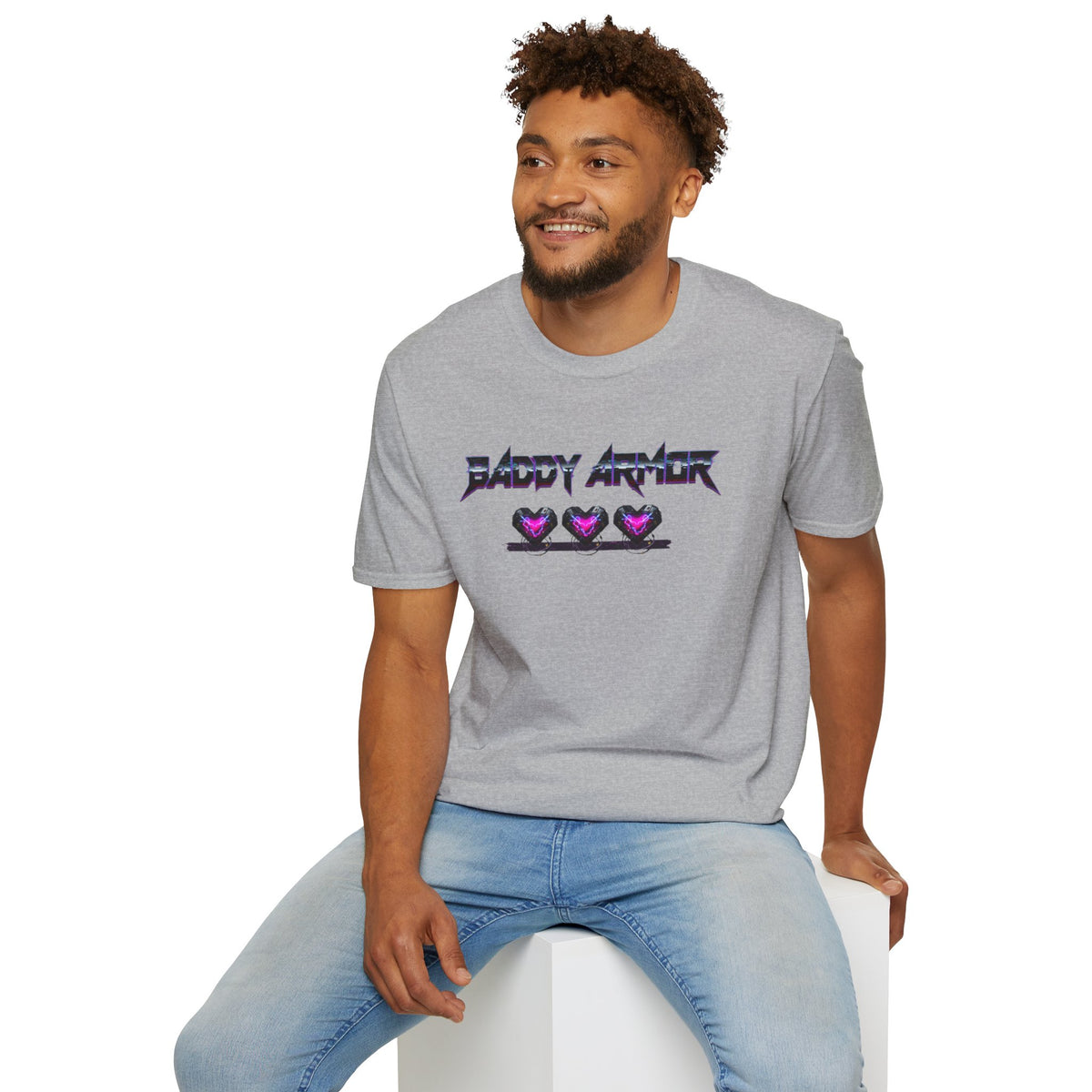 Baddy Armor Graphic T-Shirt | Purple Heart Icon Cotton Tee