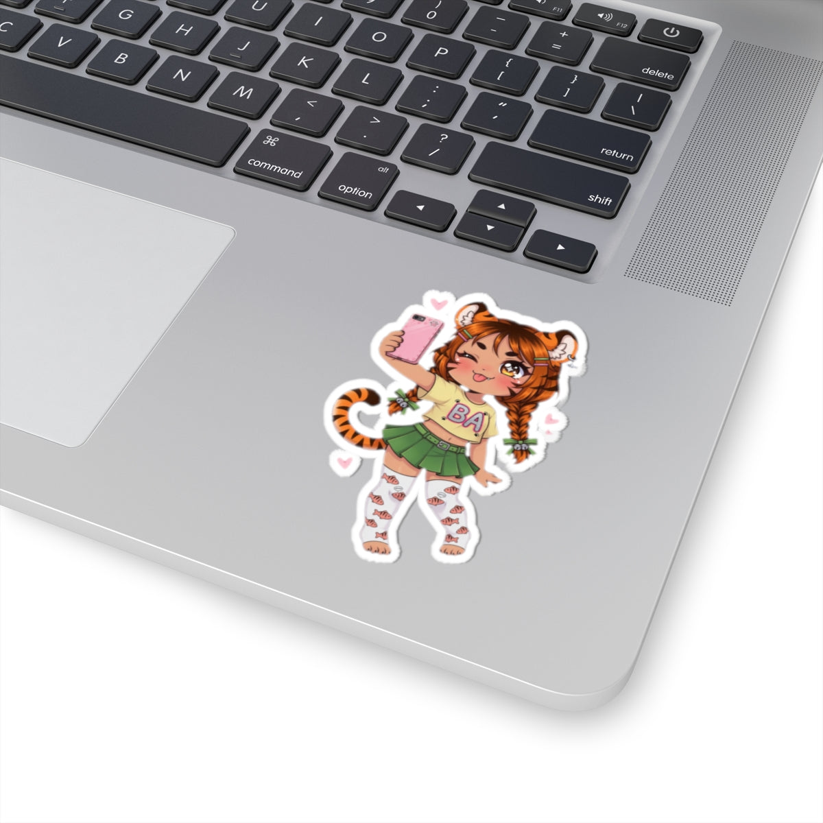Cute Tiger Girl Sticker – Kawaii Selfie Vinyl Sticker | Baddy Armor