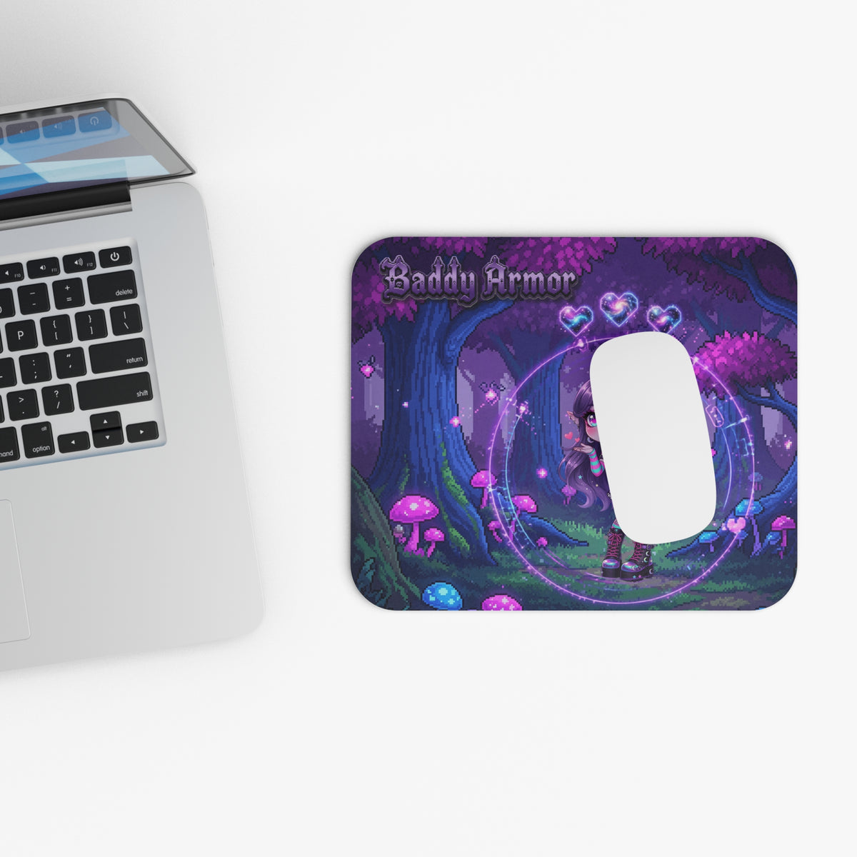 Cute Gothic Elf Mouse Pad – Pixel Art Gaming Desk Mat | Baddy Arm