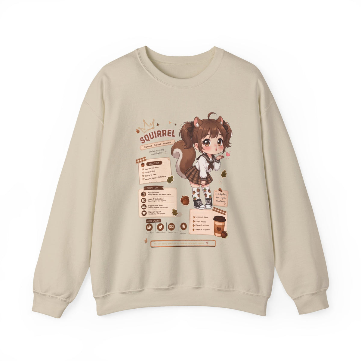 Kawaii Squirrel Girl Sweatshirt | Cute Chibi Graphic Crewneck | Baddy Armor