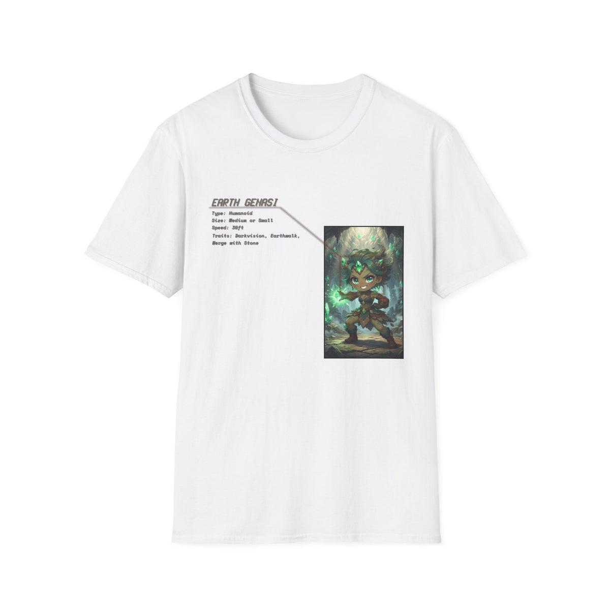 Earth Genasi Stats T-Shirt - Baddy Armor Designs