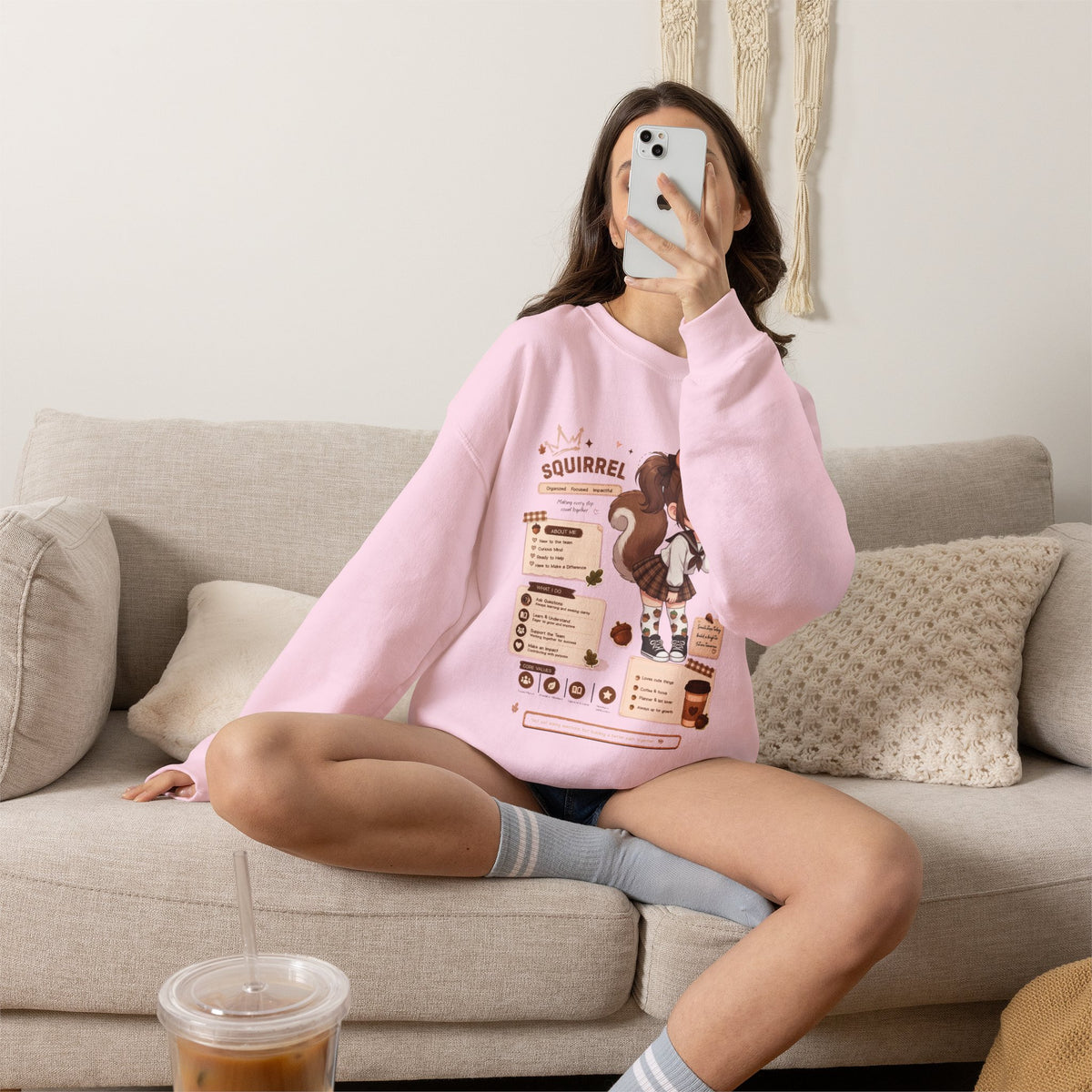 Kawaii Squirrel Girl Sweatshirt | Cute Chibi Graphic Crewneck | Baddy Armor
