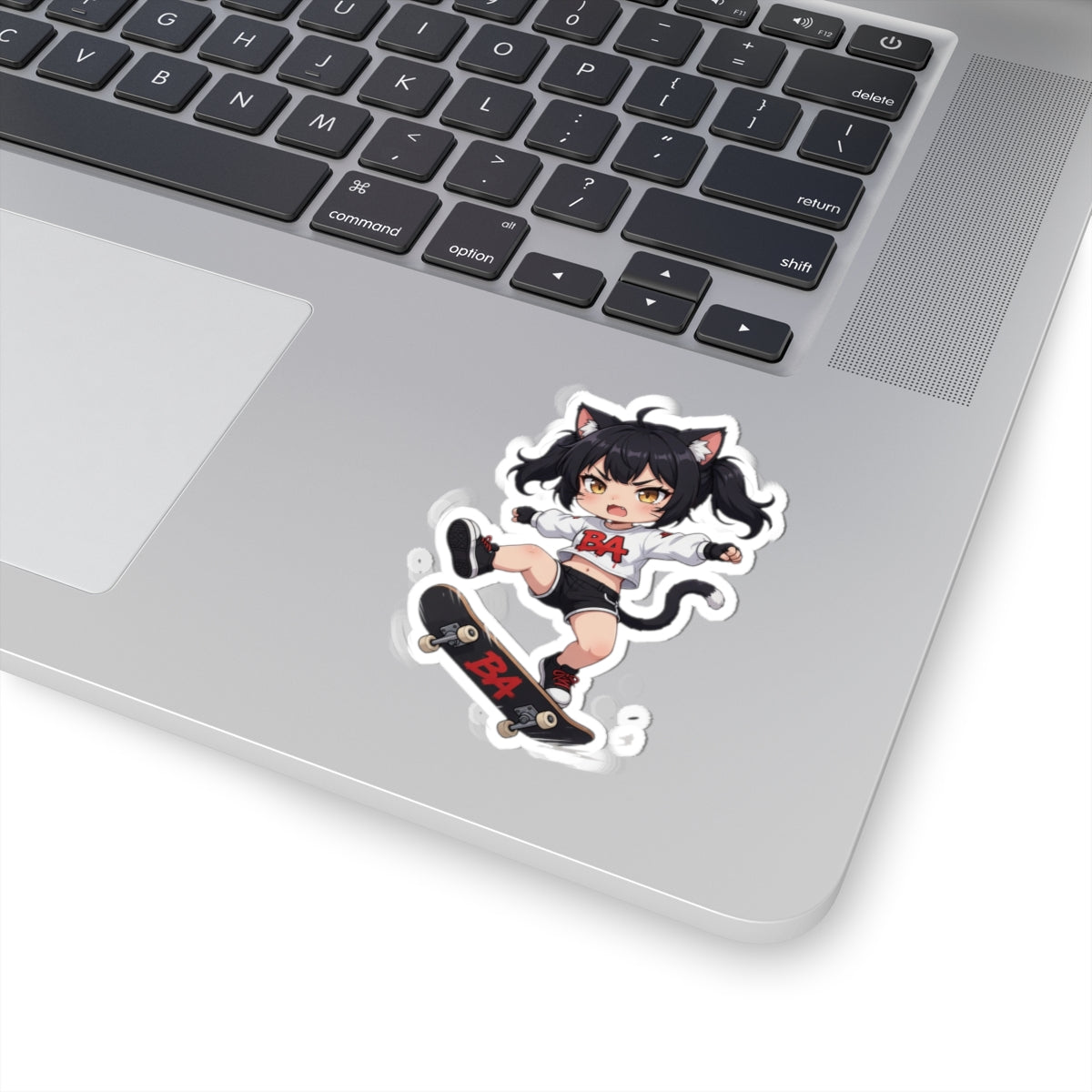 Chibi Cat Girl Skater Vinyl Kiss-Cut Sticker | Baddy Armor