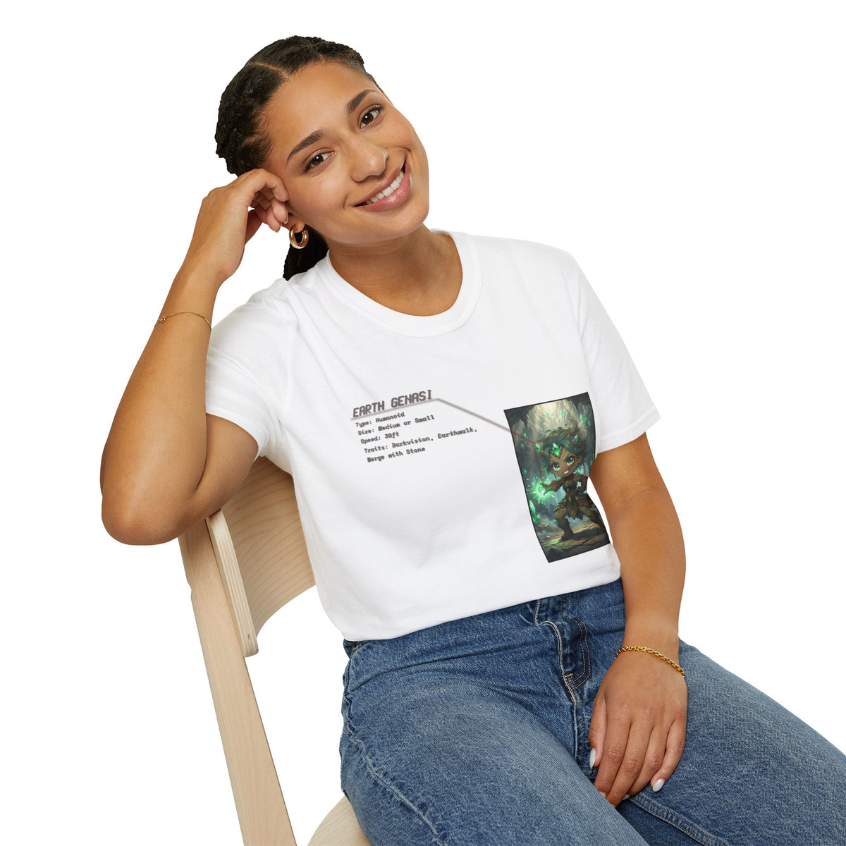 Earth Genasi Stats T-Shirt - Baddy Armor Designs