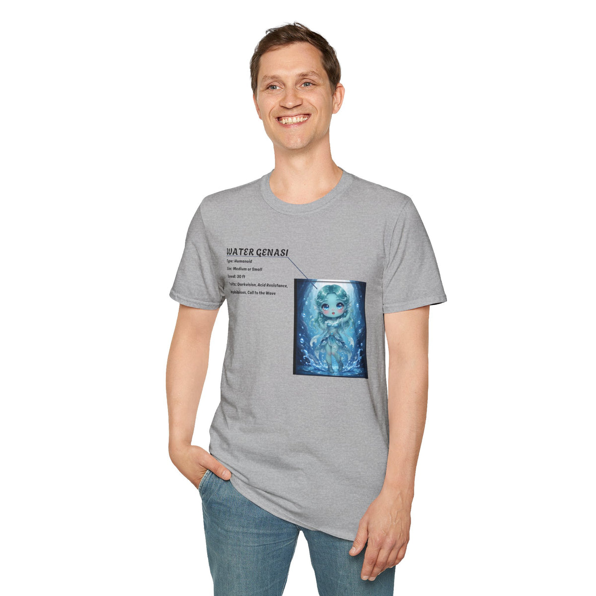 Water Genasi Anime T-Shirt | Baddy Armor