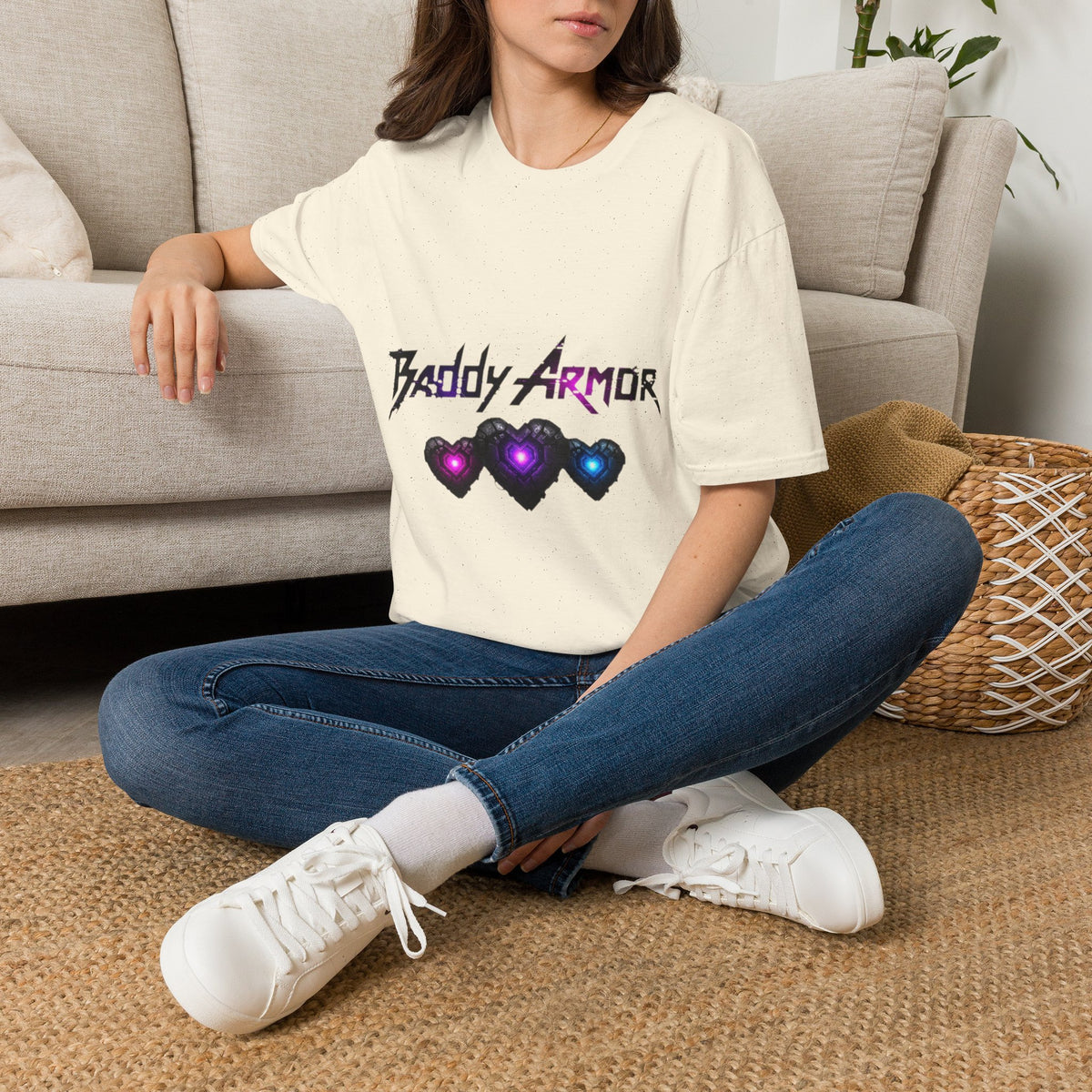 Baddy Armor Graphic T-Shirt | Cute Heart Shield Cotton Tee