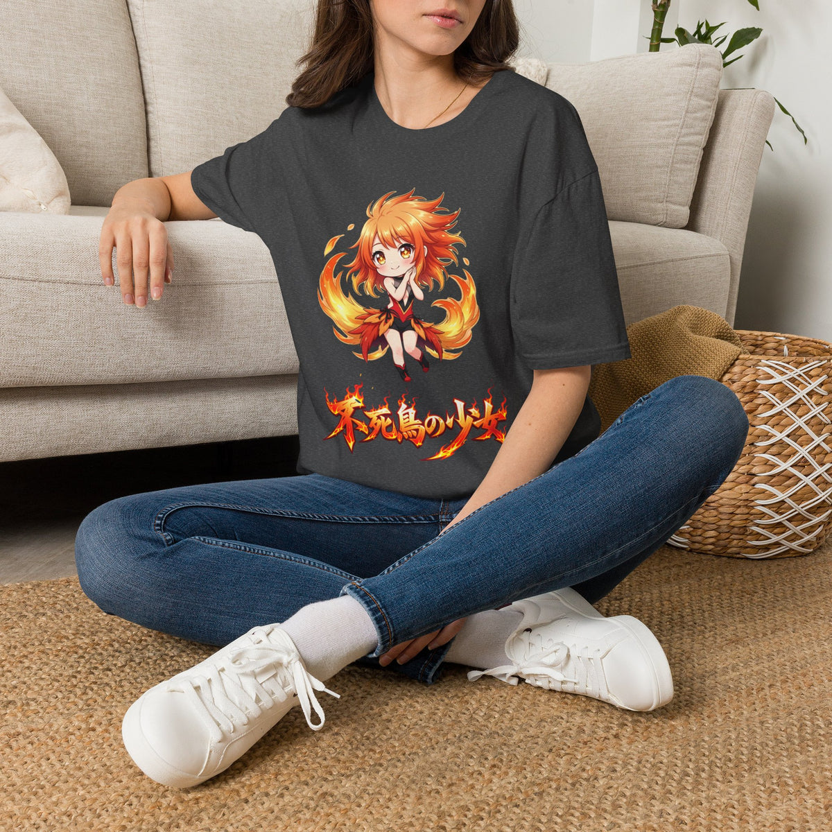 Phoenix Girl (不死鳥の少女) Anime T-Shirt | Baddy Armor