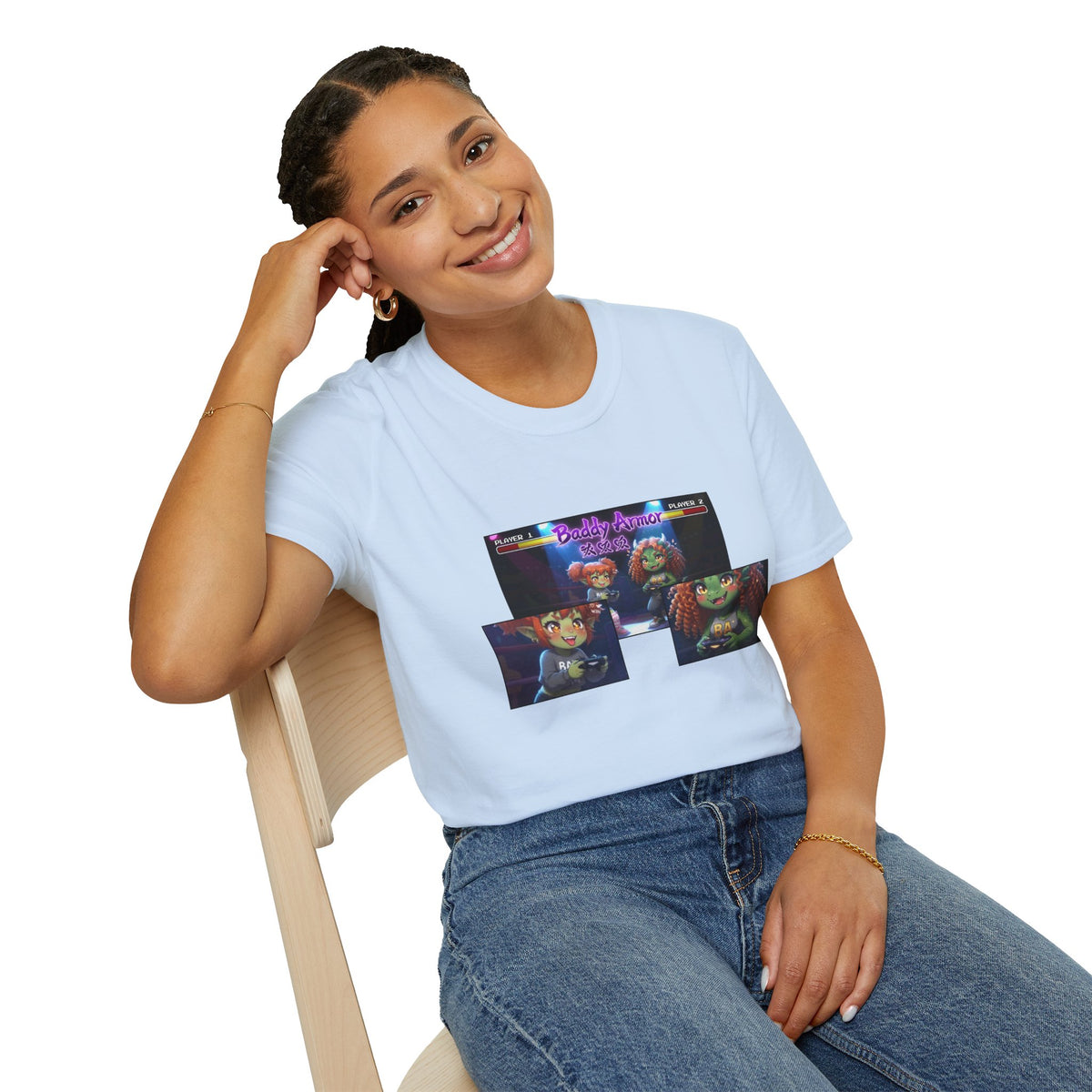 Big Suck Arena Gamer Girls - Comic Panels T-Shirt - Baddy Armor Designs