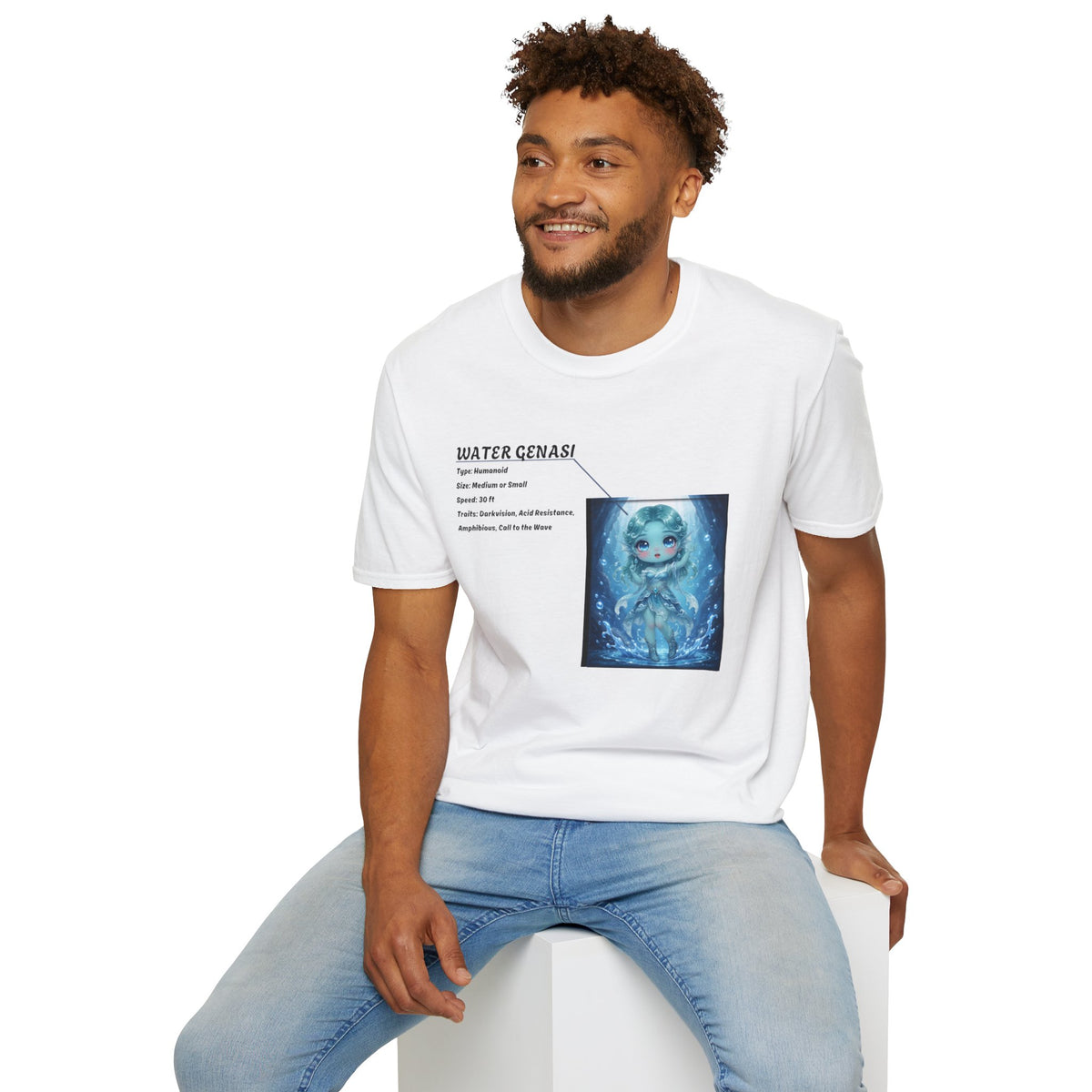 Water Genasi Anime T-Shirt | Baddy Armor
