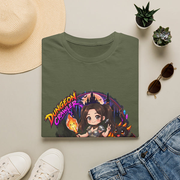 Dungeon Crawler Cute RPG Graphic Tee — "Baddy Slayer" Chibi Gamer Shirt