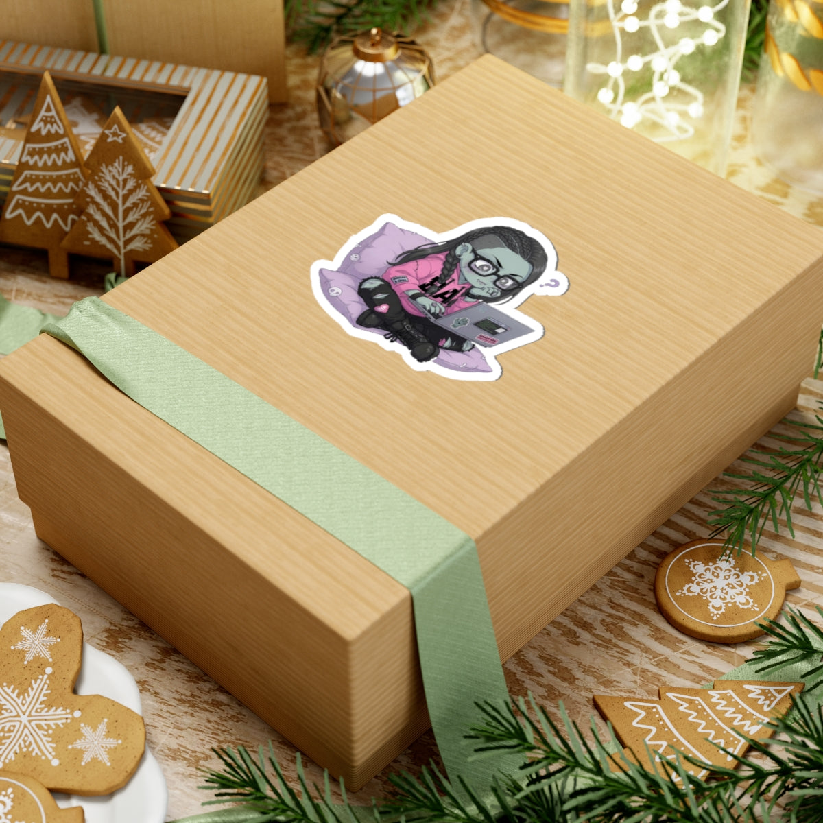 Goth Coder Sticker – Cute Laptop Kiss-Cut Vinyl Sticker | Baddy Armor