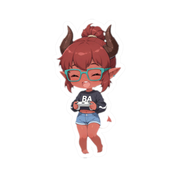 Chibi Red Demon Gamer Kiss-Cut Sticker | Baddy Armor