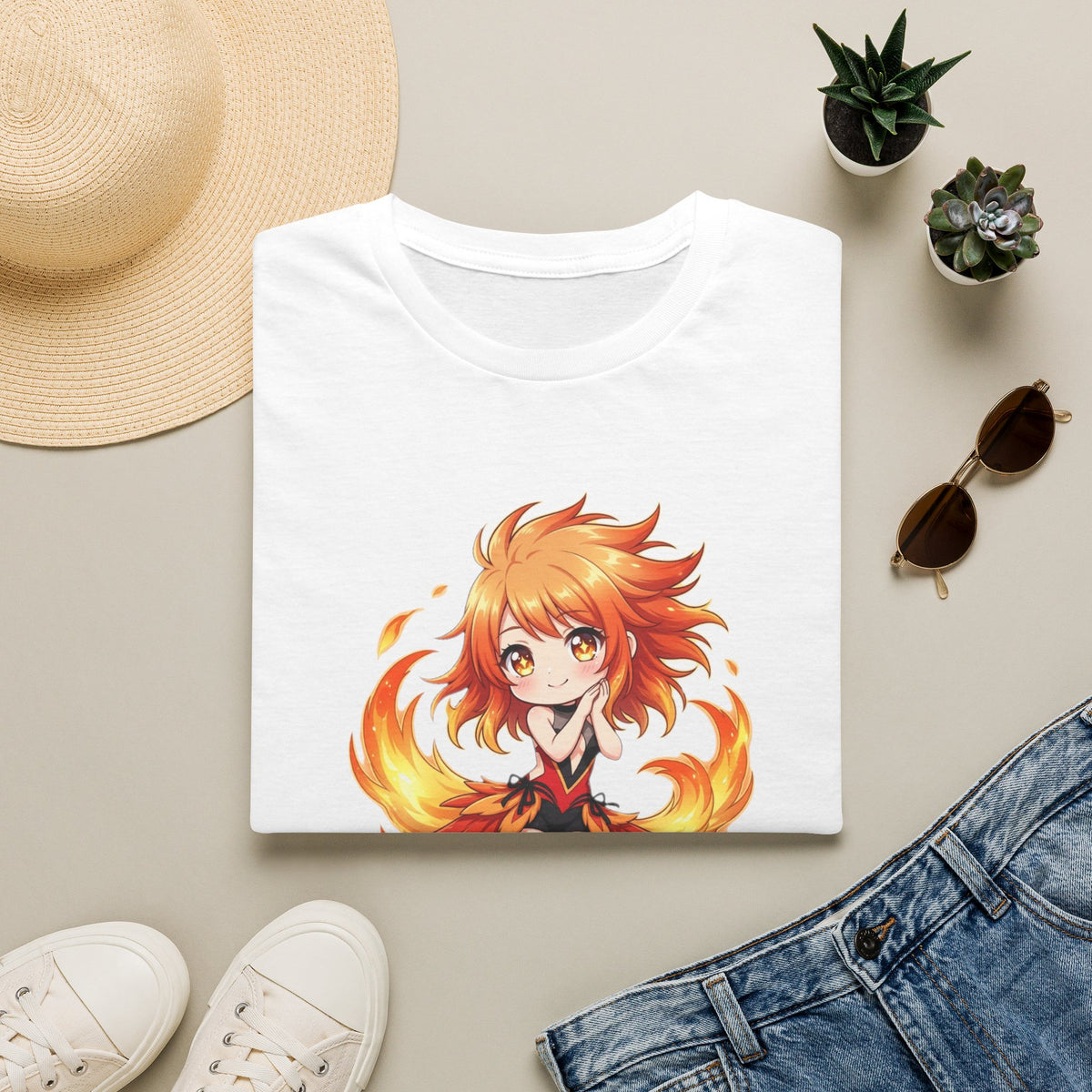 Phoenix Girl (不死鳥の少女) Anime T-Shirt | Baddy Armor