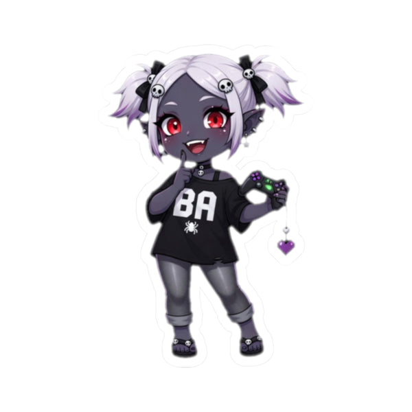 Goth Gamer Chibi Sticker – Cute Vampire Girl Kiss-Cut Vinyl Sticker | Baddy Armor