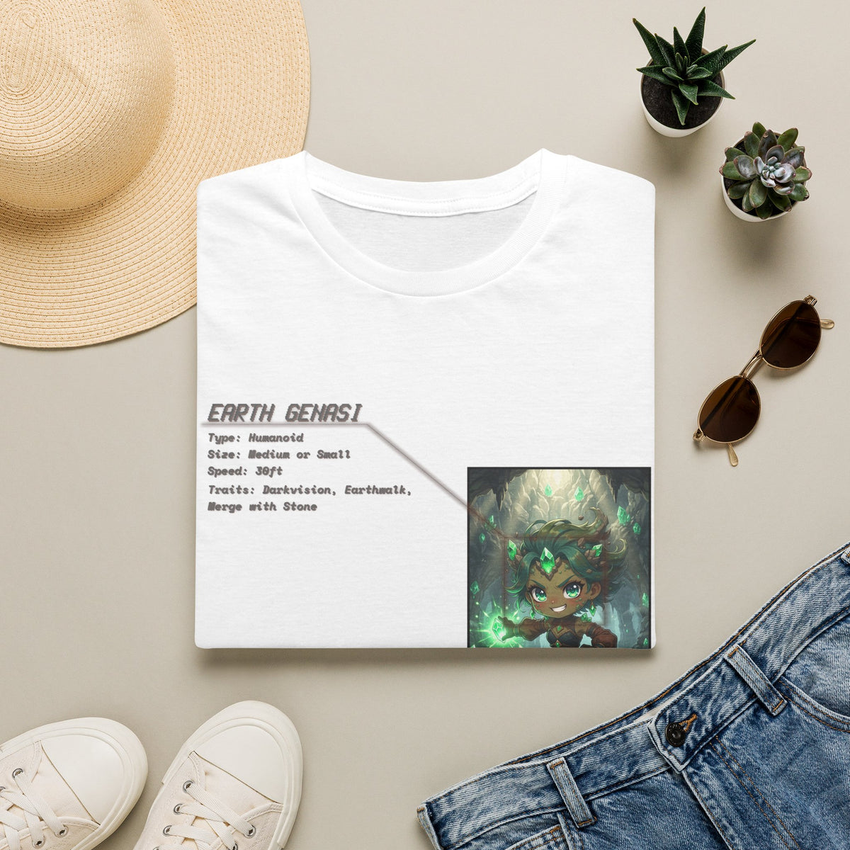 Earth Genasi Stats T-Shirt - Baddy Armor Designs