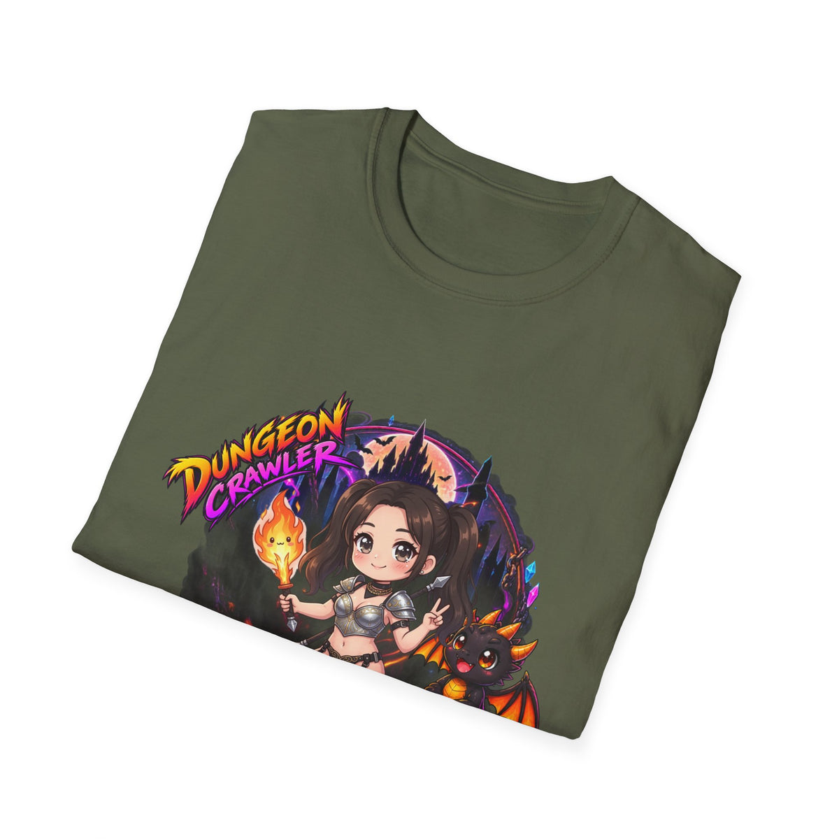 Dungeon Crawler Cute RPG Graphic Tee — "Baddy Slayer" Chibi Gamer Shirt